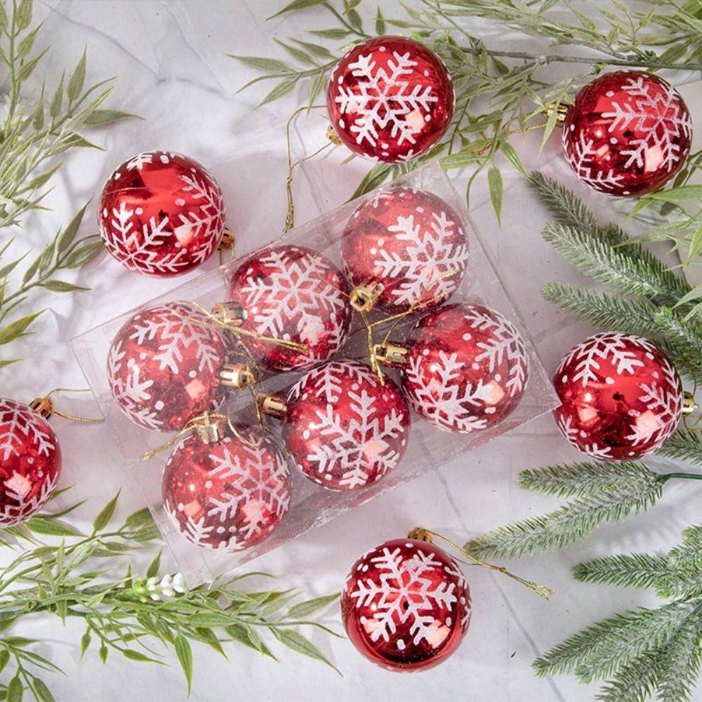 6pcs 6cm Snowflakes Christmas Ball Plastic Hanging Ornament Christmas Tree Pendant  Party