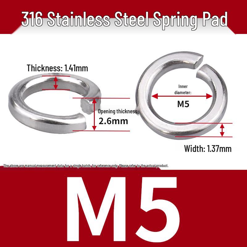 Stainless Steel & Blackened Carbon Steel Spring Washers (M1.6-M42) Elastic Open Washers