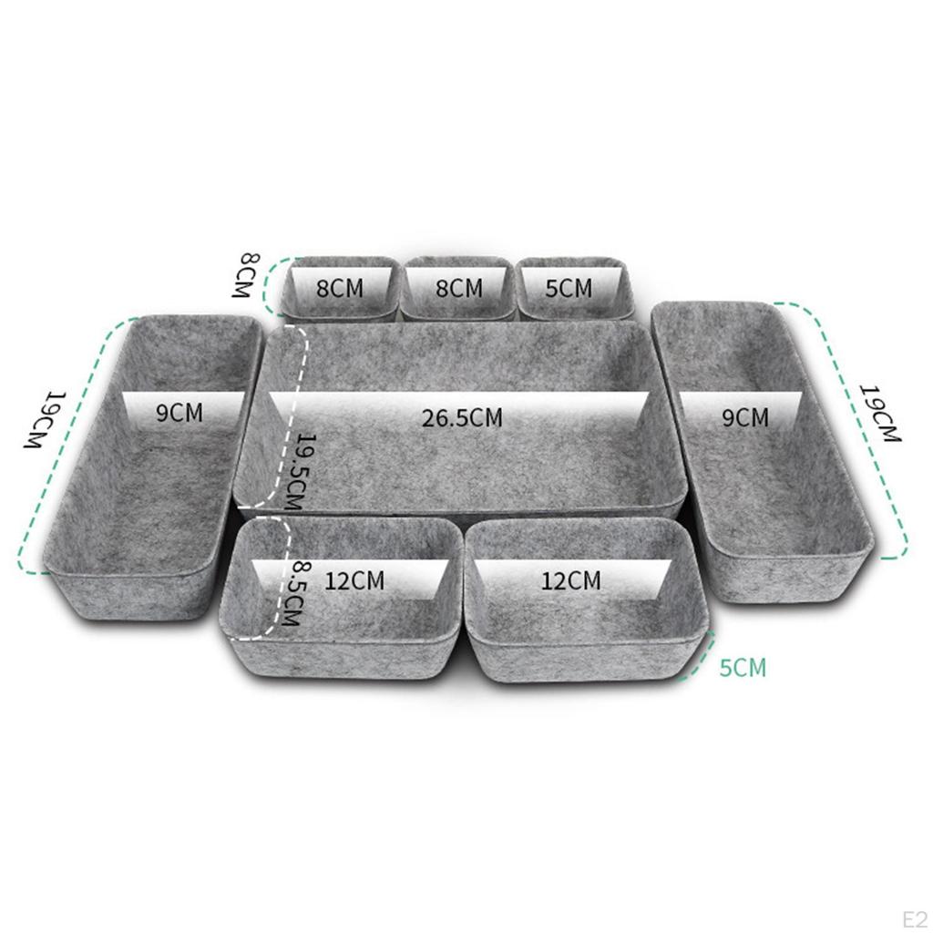 Felt Drawer Organizer Tray 8 Grids Multifunctional Simple Separator Storage Box for Shelf Cabinets
