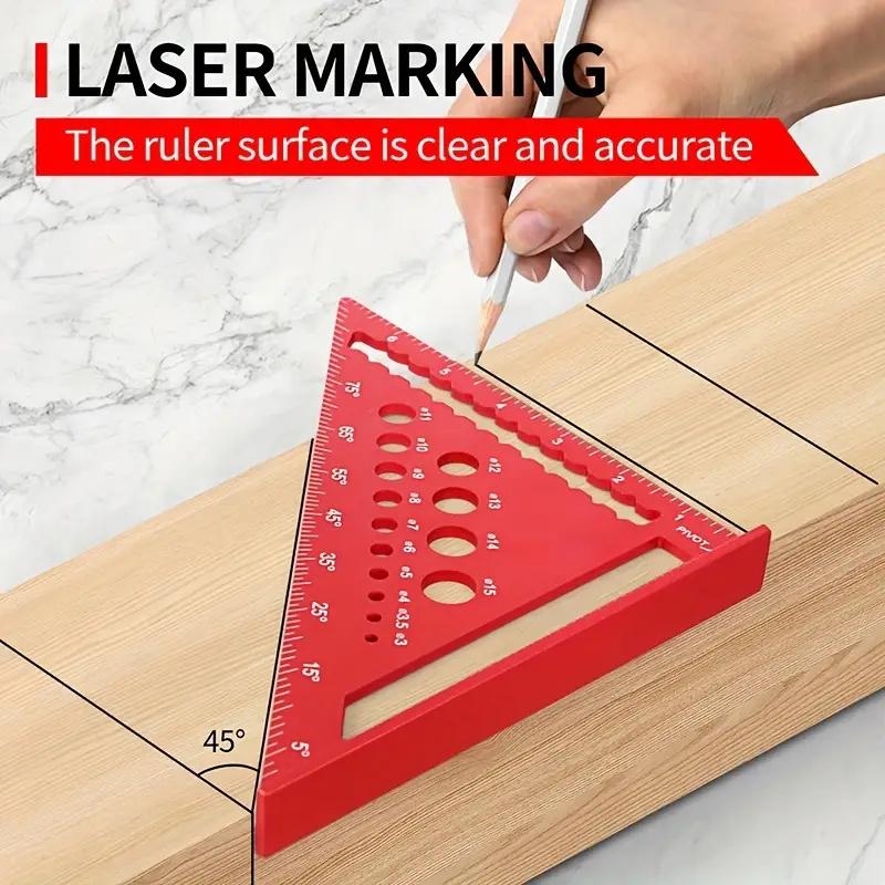 1pc 7-Inch Aluminum Alloy Triangle Ruler 45/90° Multi-Angle Woodworking Measuring Tools For Drawing & Industrial Measurements