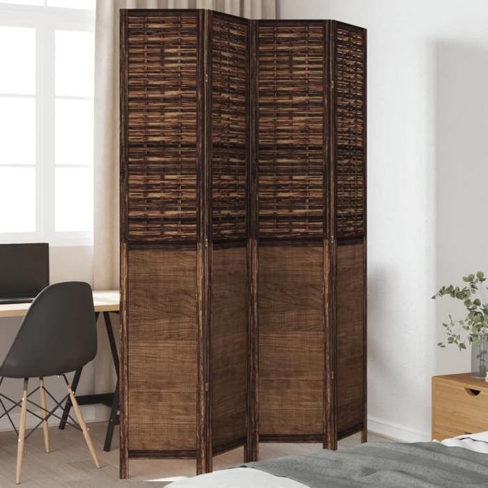 VidaXL Cloison de Séparation 4 Panneaux, Séparateur de Pièce, Écran d'Intimité, Paravent de Salon Chambre, Marron Foncé Bois 358708