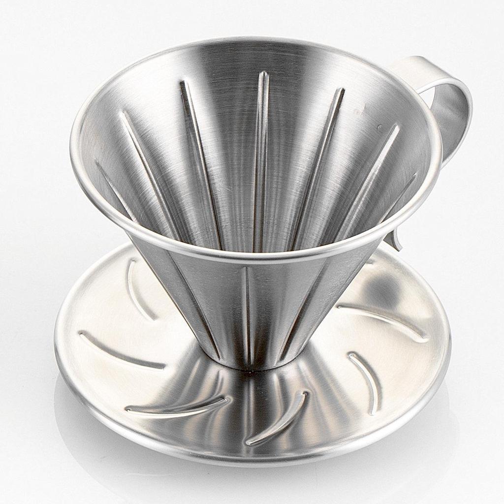 Embossed Stainless Steel Hand-Brew Coffee Drip Filter (V60 Compatible)