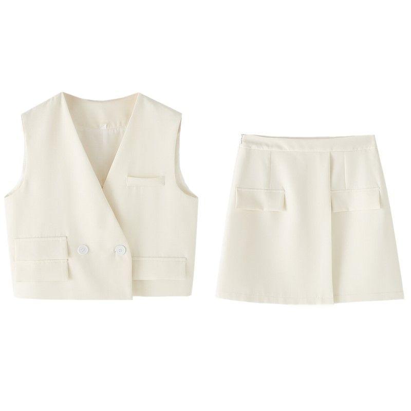 

Fashion Wind 2024 New Fall Women s Clothing All-Matching Sleeveless V-neck Vest Work Clothing Outwear Mid Waist Skirt Suit Suit L