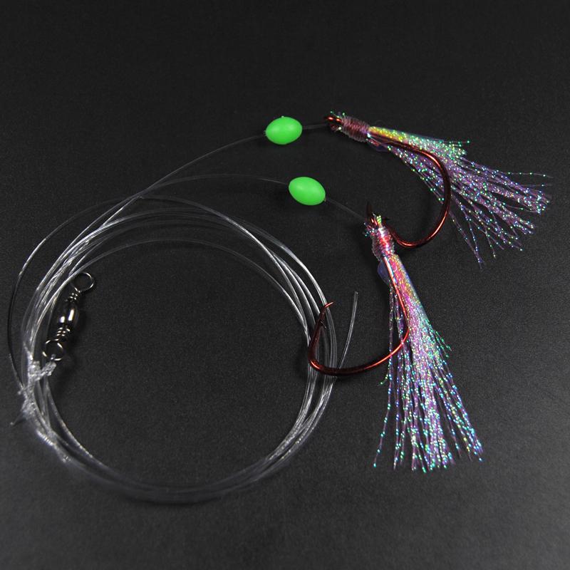 4 torby 3/0 4/0 5/0 czerwony nikiel okrągły haczyk duży Flash Sabikis łapacz dorsza sprzęt wędkarski z koralikiem Lumo sprzęt do połowów morskich