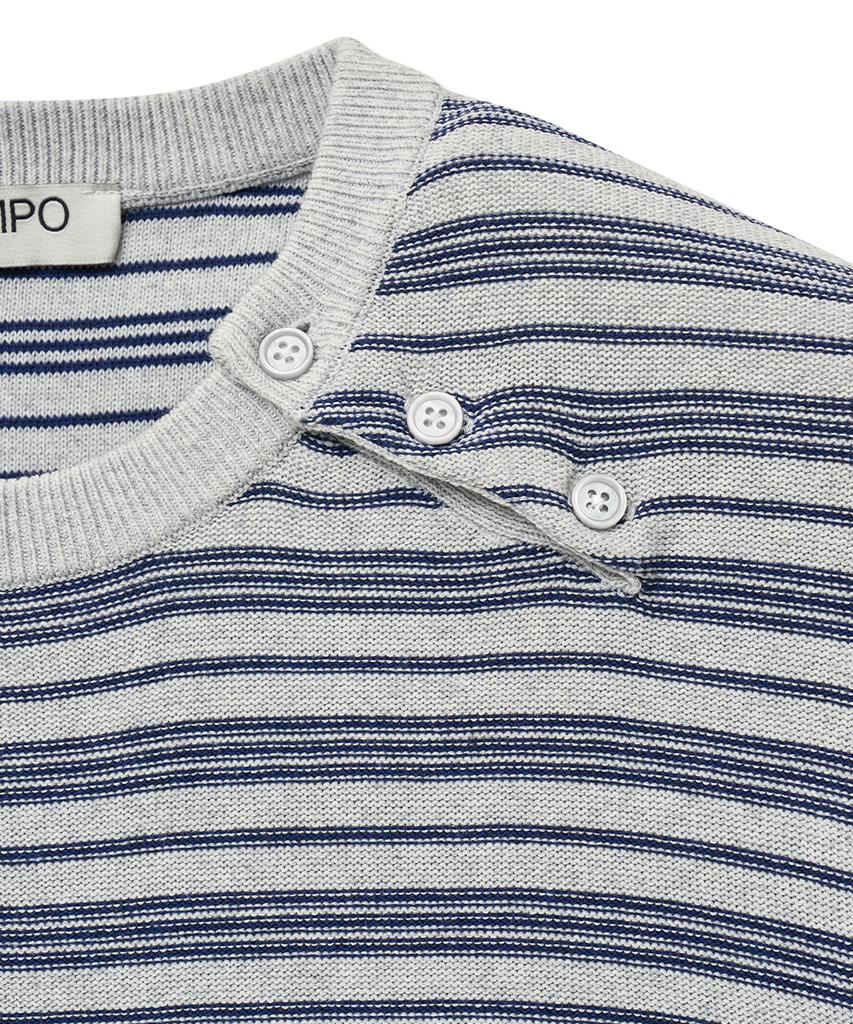 INTEMPOMOOD Half Wheat Button Stripe Knit_Gray