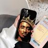 Hiphop Rap Singer 2Pac Tupac Shakur Phone Case for iPhone 17 16 14 15 Pro Plus 11 13 17 Pro 17Air 16 e Case Black Soft Cover