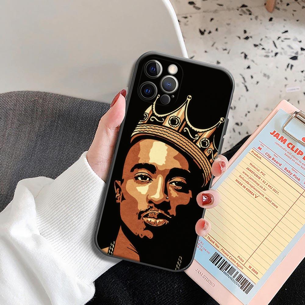 Hiphop Rap Singer 2Pac Tupac Shakur Phone Case for iPhone 17 16 14 15 Pro Plus 11 13 17 Pro 17Air 16 e Case Black Soft Cover