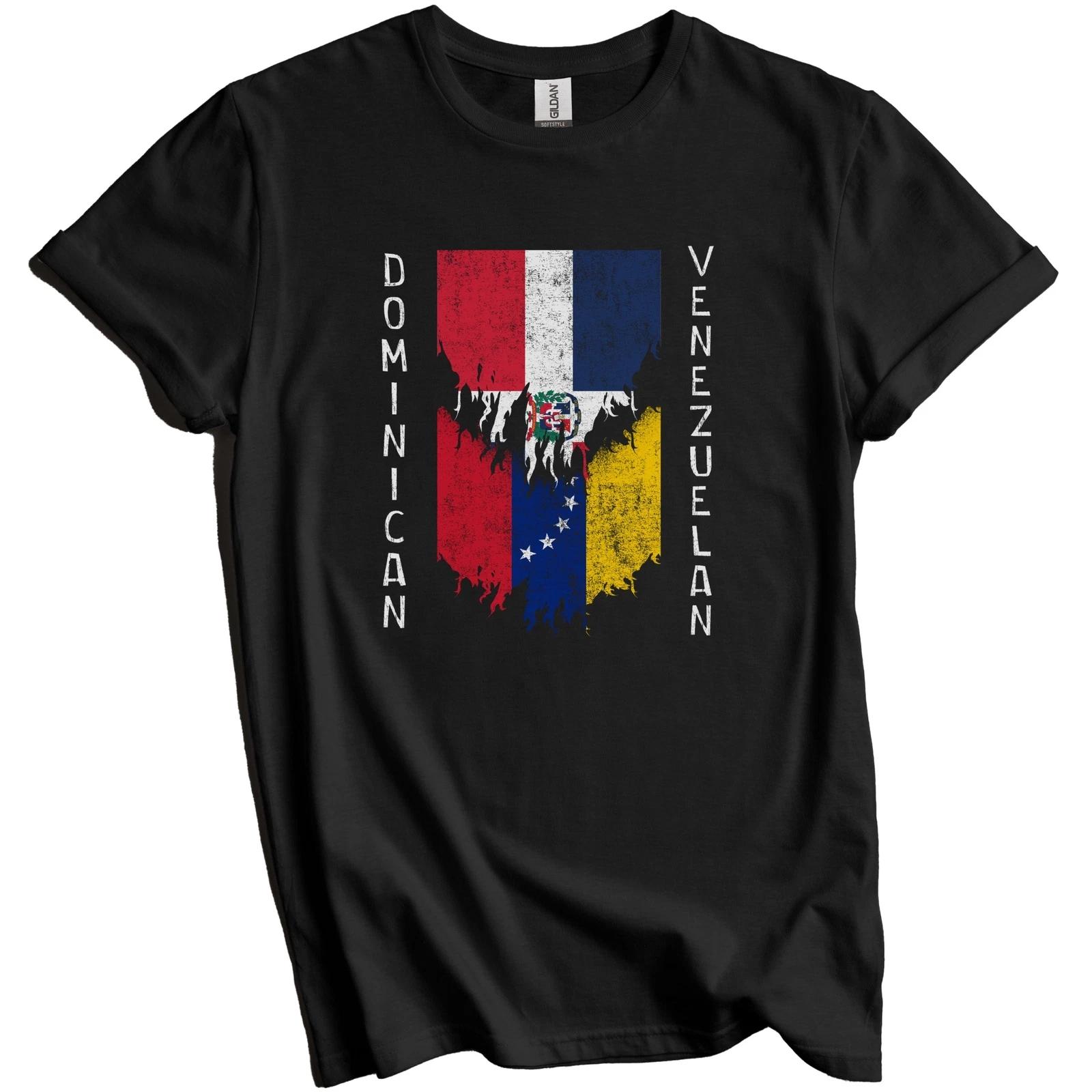 Dominican Venezuelan Flags Ripped Torn Dominican Republic Venezuela T-Shirt M