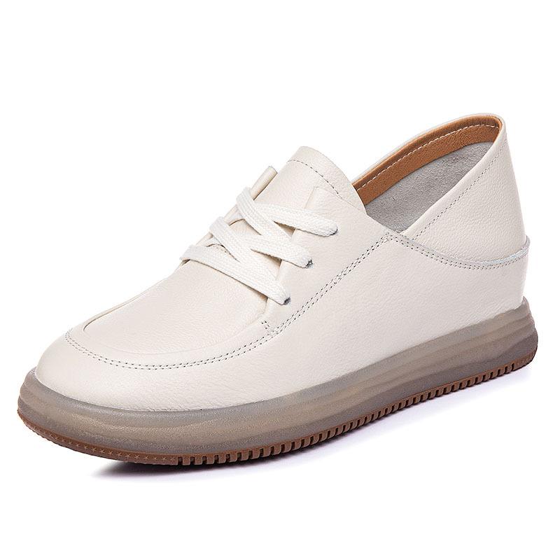 The first layer of cowhide inner height increase, small white shoes for women's thin spring new women's shoes, soft leather and soft sole