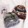 Warm Slouchy Woolen Hat Korean Women Beanie Hat Vintage Y2k Striped Hat Female