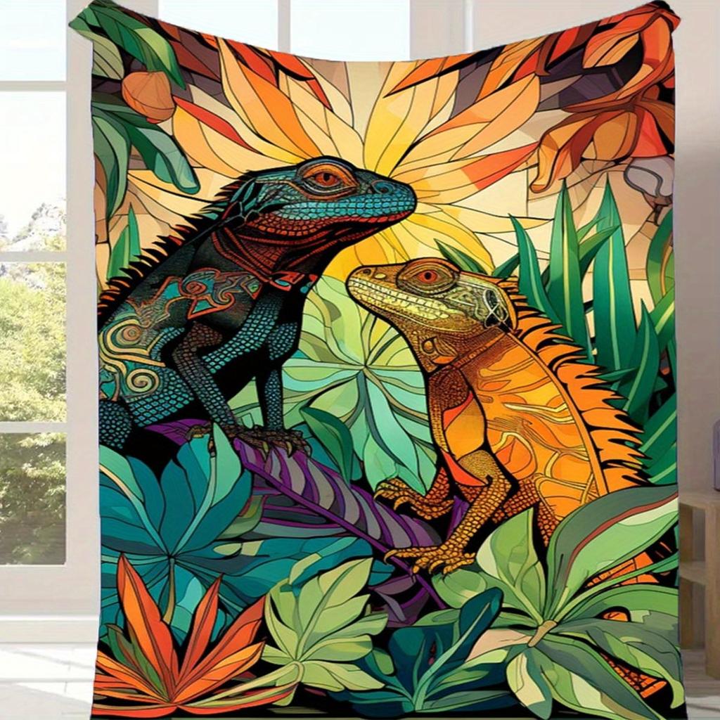 1pc Lizard Print Blanket, Soft Warm Throw Blanket Nap Blanket For Couch Sofa Office Bed Camping Travel