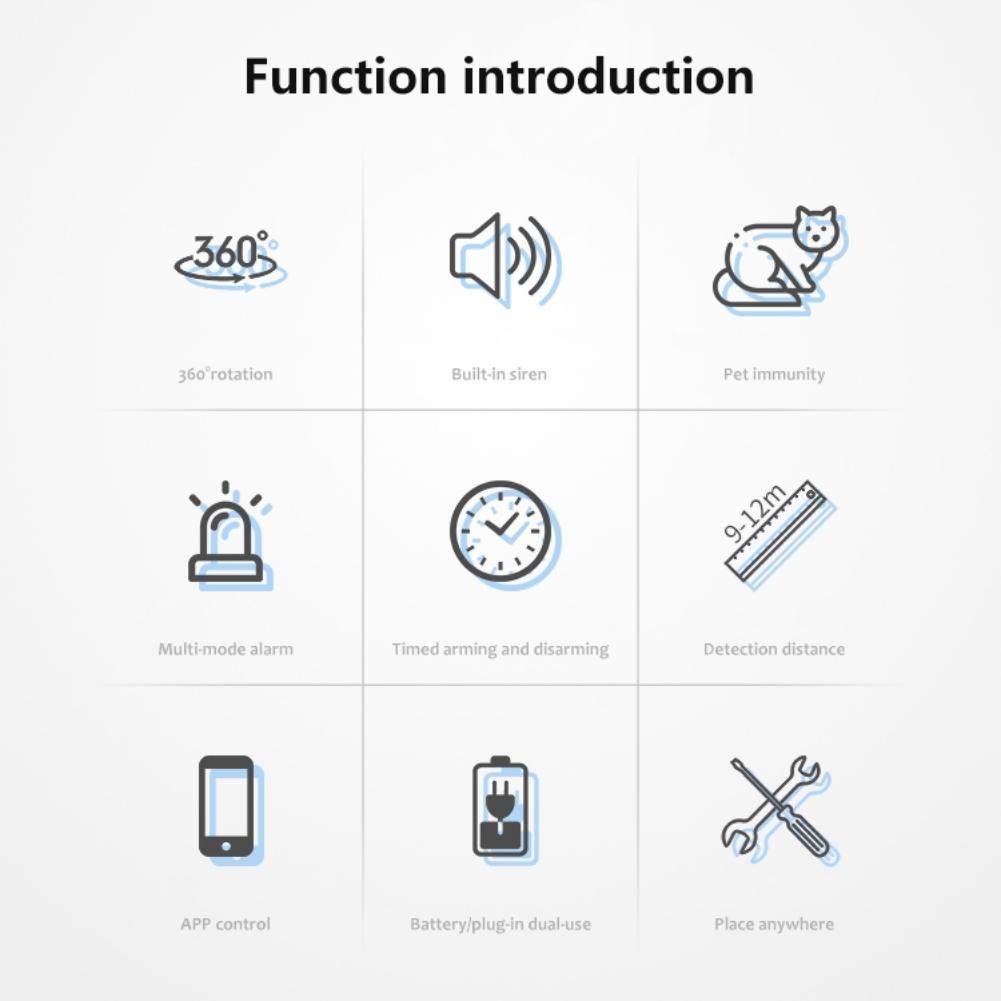 אזעקת זיהוי אינפרא אדום Wifi עצמאי גרפיטי אינדוקציה אנושית חכמה חיישן אינפרא אדום