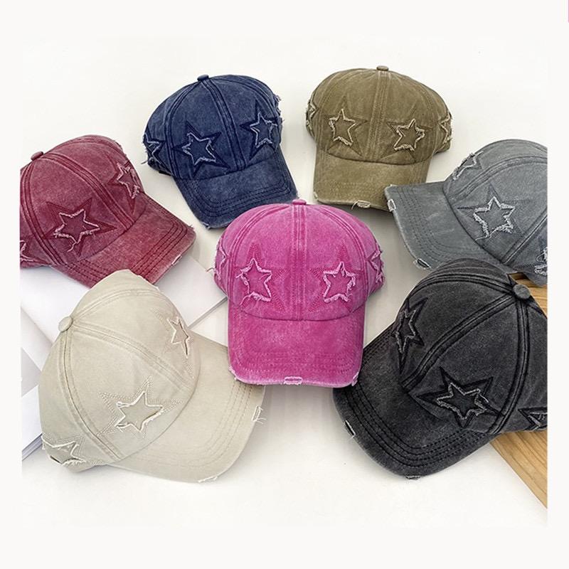 Nouă șapcă de baseball din bumbac spălat cu stea cu cinci colțuri pentru femei