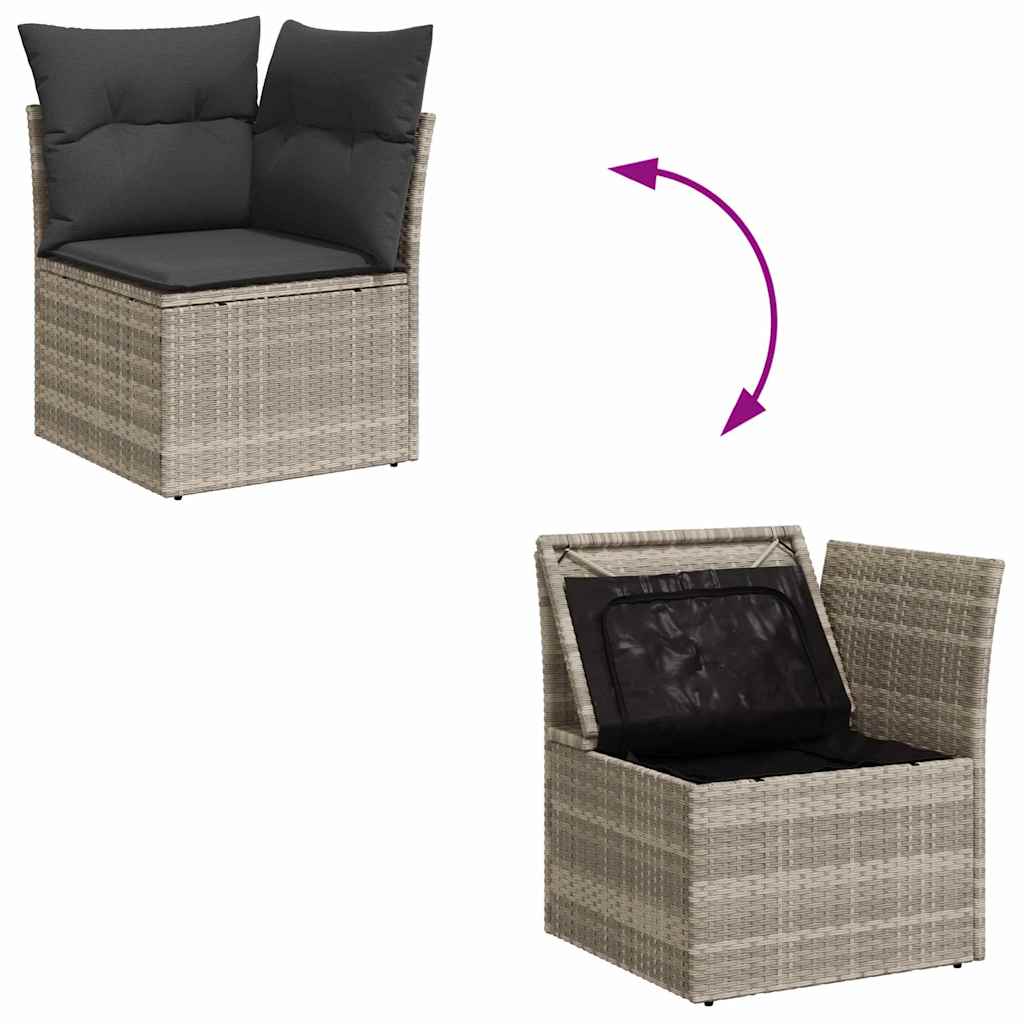 Garden Sofa Set with Cushions 7 Pcs Light Grey Poly Rattan