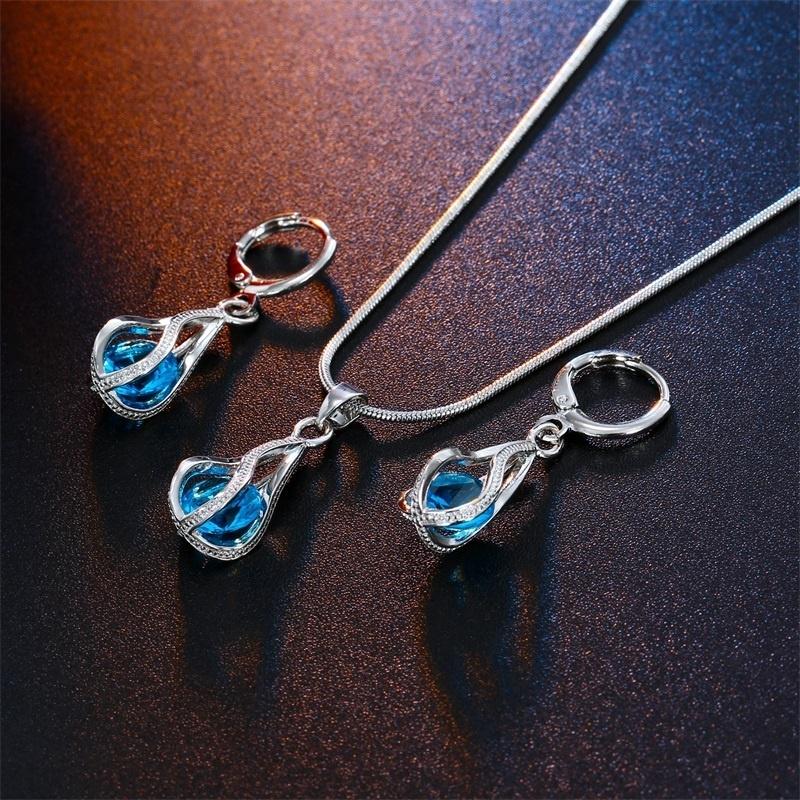 Set di gioielli con orecchini pendenti con collana e goccia di cristallo per le donne, matrimonio, matrimonio, regalo di Halloween