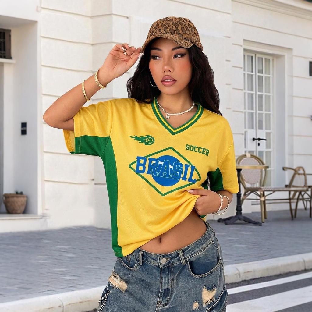 Women's V Neck Short Sleeve Athletic Jersey Top Lightweight Breathable Fabric Comfortable Fit Casual Sportswear