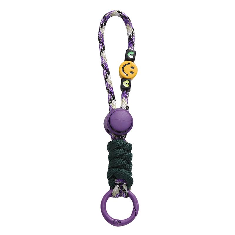 1Pc Handcrafted Woven Smiling Face Lanyard Creative Keychain For Short Universal Mobile Phone And Car Keychain Practical