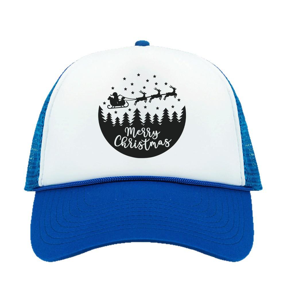 Christmas Pattern Sponge Mesh Baseball Cap with Hot Stamped Logo - Sunshade Trucker Hat