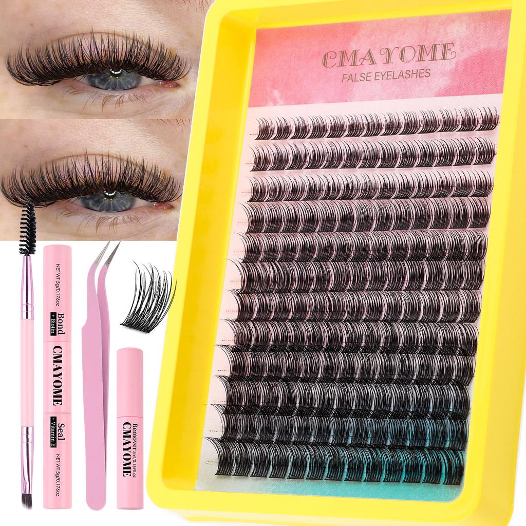 Single Cluster C Curved Multi-Hair False Eyelash Set 10-20Mmdiy Segmented Grafting Thick Eyelashes