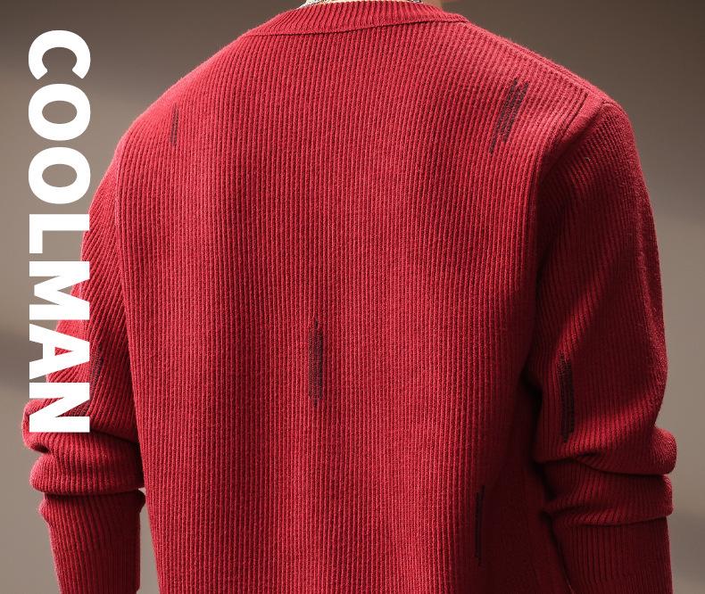 Herren Herbst Luxus Weicher Strickpullover - Vielseitiger, Trendiger & Lässiger Kapuzenpullover mit Rundhalsausschnitt