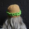 Funny Hamburger Beanies Hat for Adult Unisex Skull Hat Crochet Burger Shape Hat Headwear Halloween Costume Accessories