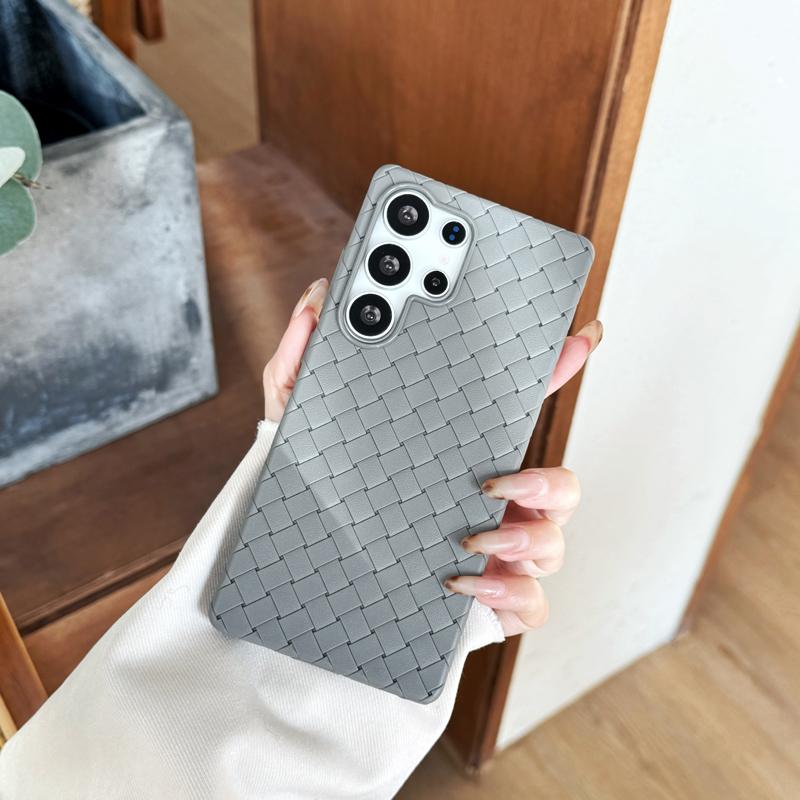 Premium Solid Color Woven Soft Leather Case for Samsung S25 Ultra Galaxy S25PLUS Cooling Soft Anti-fall Back Cover