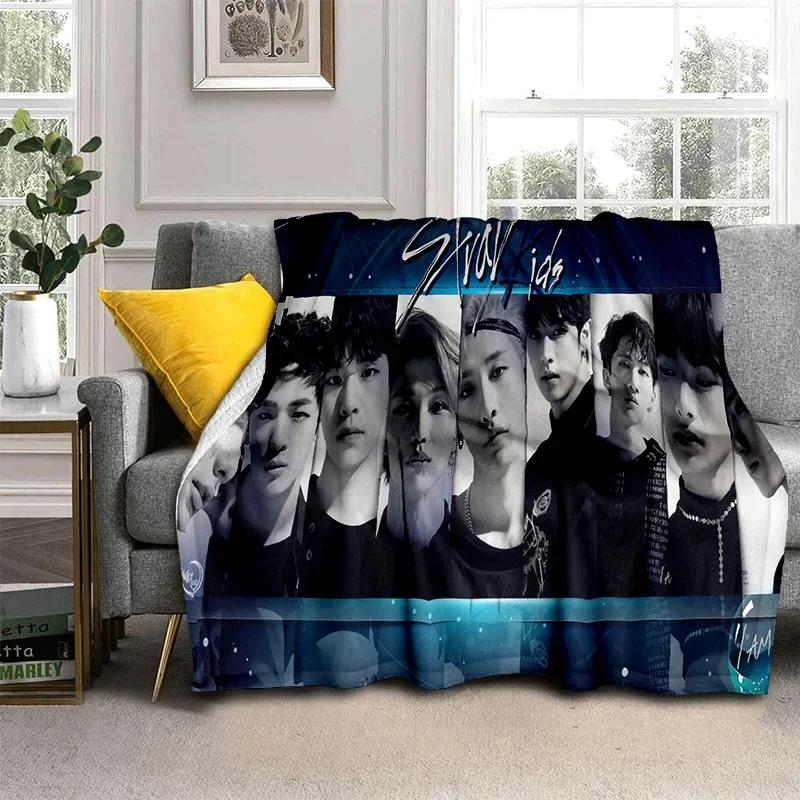 Korea Kpop Stray Kids 3D Singer Soft Flannel Blanket for Beds Bedroom Sofa Picnic,Throw Blanket for Cover Outdoors Leisure Gift