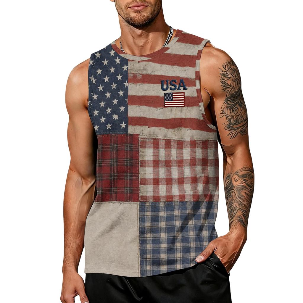 Uomo 4 Luglio Camicie USA Muscolo Senza Maniche Magliette Patriottiche