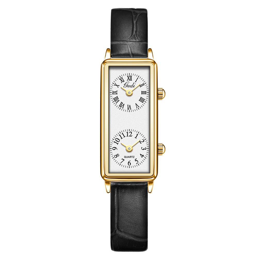 Montre rectangulaire française vintage pour femme à quartz pour un style bureau