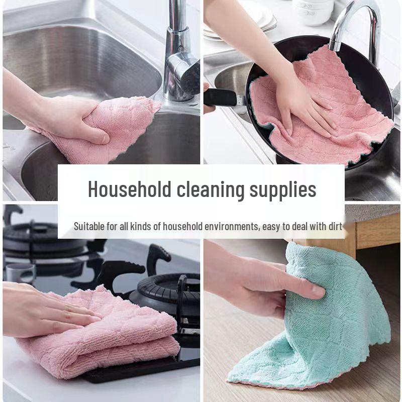 Non-Stick Oil & Lint-Free Kitchen Dishcloth - Water & Oil Absorbent Scouring Towel for Table, Dishes, and Surface Cleaning