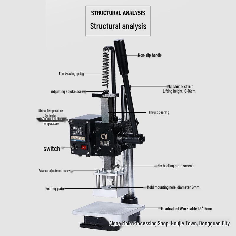 Compact Multi-Functional Heat Stamping & Pressing Machine for PU Leather & Wood Labels