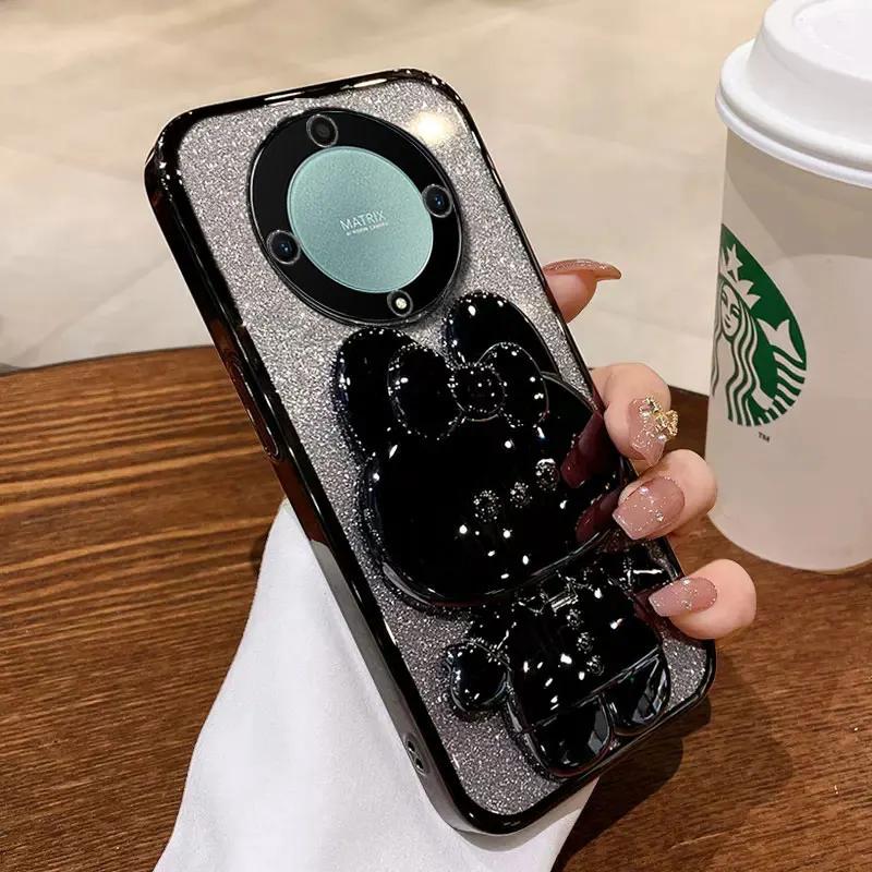 Rabbit Mirror Bracket Case for Honor Magic 7 Pro Magic 6 Lite 5 Pro Honor X9A X9B X8A X8B X7A X7B X6A Seismic Protective Shell