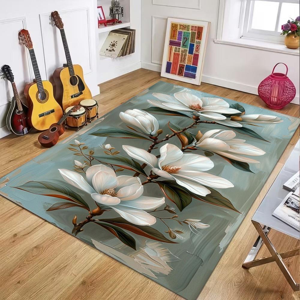 Rote Rosen Teppich, Fußmatte Blüte Floral Teppich, Rutschfester Teppich für Wohnzimmer Schlafzimmer Esszimmer Badezimmer Küche Heimdekoration