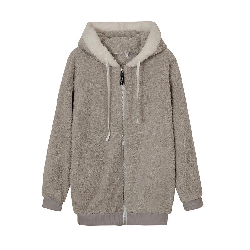 2022 Women's Autumn/Winter Loose Plush Zip-Up Hoodie