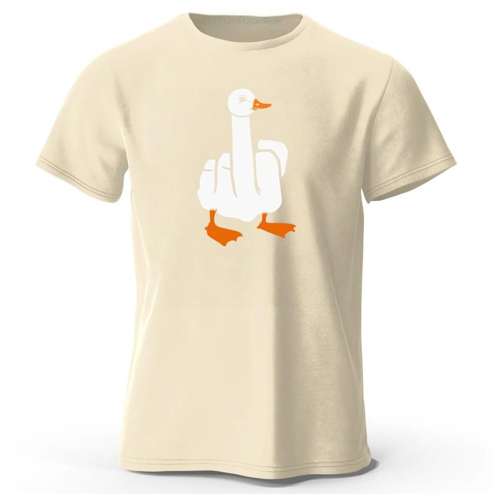 Funny Middle Finger Duck Creative Print Pure Cotton Tshirt for Mens Leisure Entertainment Tshirt Plus Size Loose Sports Top