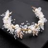 Silver Color Handmade Pearl Flower Headband Bridal Wedding Crown Hair Accessories Hair Band Tiara Crystal Headpiece Hair Jewelry