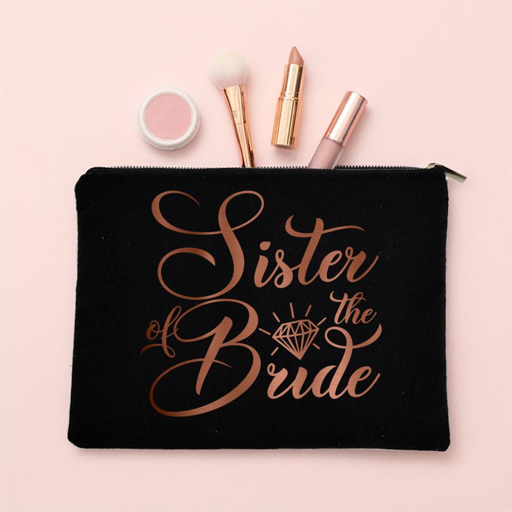 Team Bride Makeup Bag Bachelorette Party Cosmetic Bags Purse Bridesmaid Toiletries Organizer Pouch Wedding Bride Shower Gifts