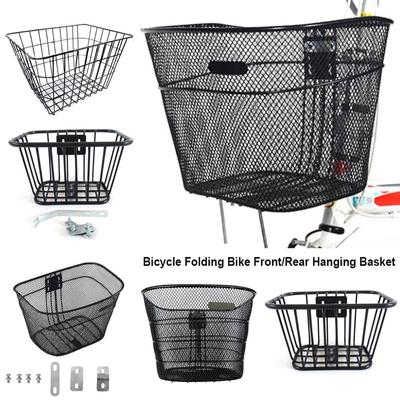 Easy To Install Bicycle Rear Basket Fixed Durable Adjustable Bike Rear Basket Metal Black/Silver Mountain Bike Basket