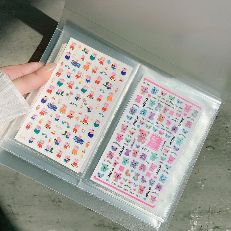 

1 Pc 80slots Сумка для хранения наклеек для ногтей 20Page Большая емкость Наклейка Альбом Карта Наклейка Альбом Сумка