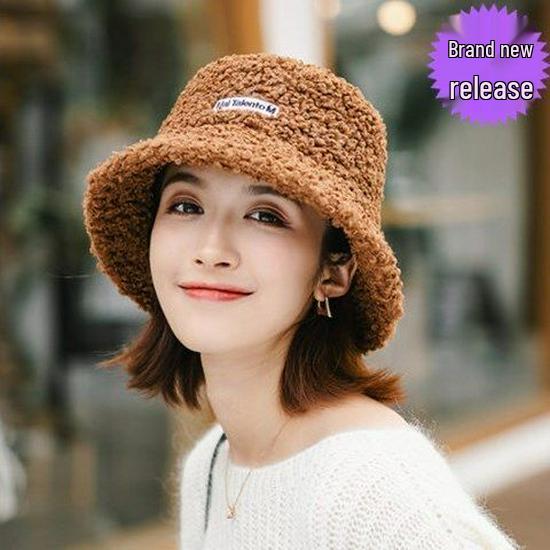 Lambswool Fisherman Hat: Warm Embroidered Small Brim, Versatile Korean Style for Autumn/Winter.