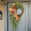 Party Decoration Wreath Rustic Hydrangea with Burlap Bow Farmhouse Wall Door Hanging Decor Festive Greenery for Home Garden Wedding Artificial Floral