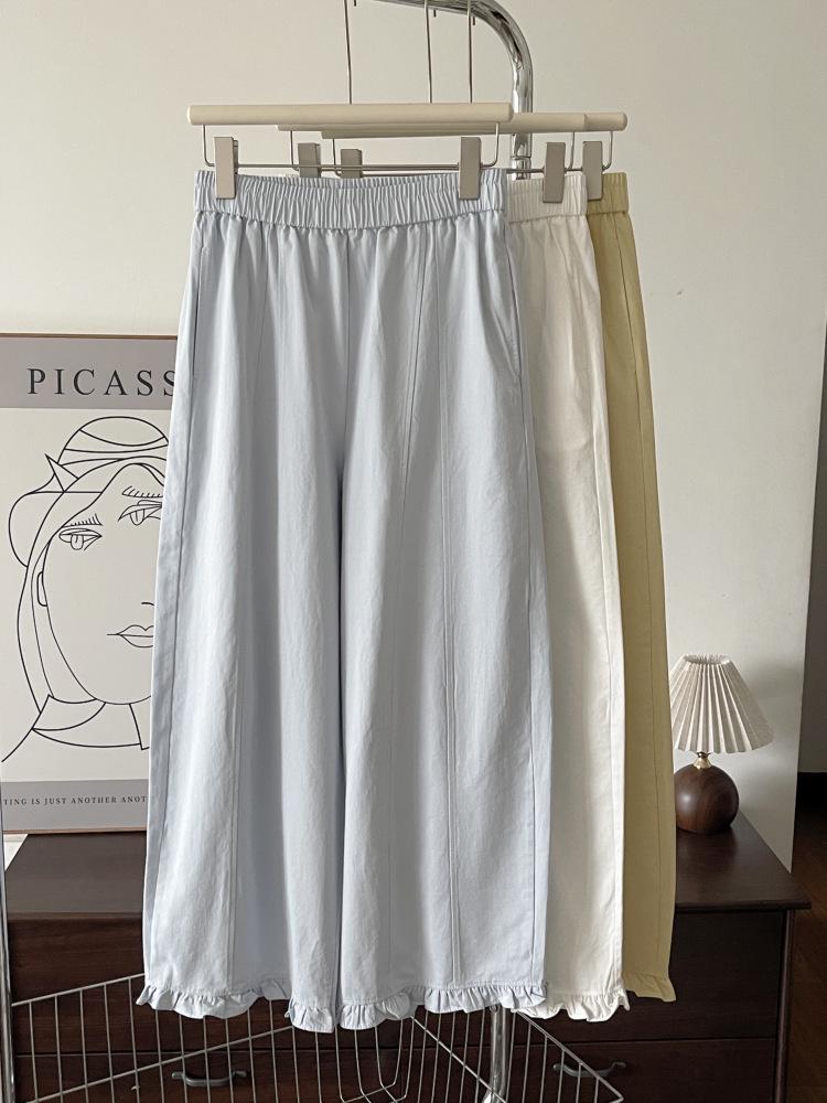 

Women s Summer Thin Wide-Leg Ruffle Cropped Pants - Douyin Bestseller 6957 Extra Large небесно-голубой