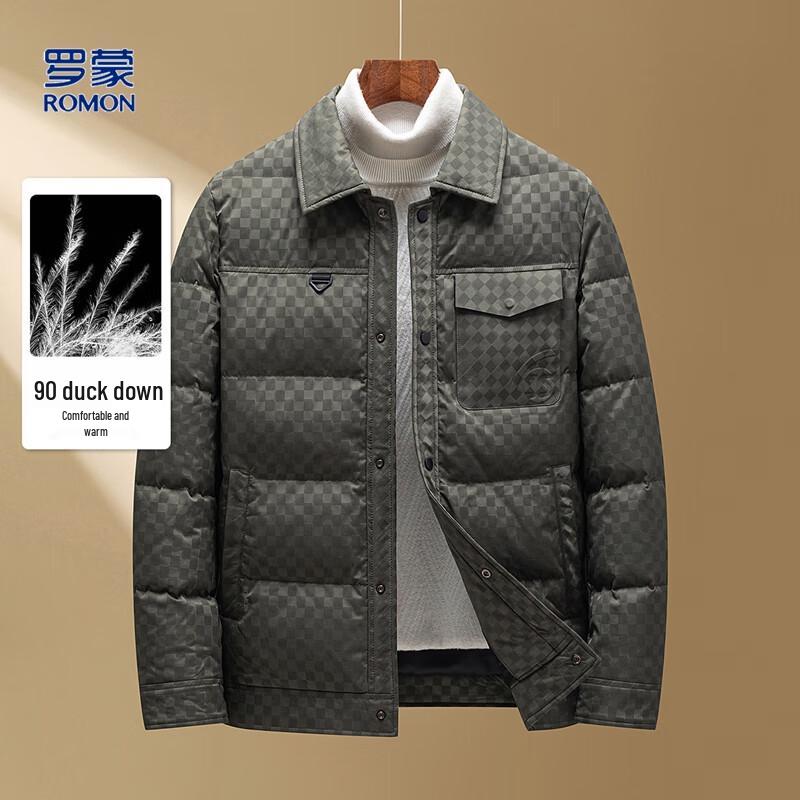 Men s Plaid Lapel Down Jacket M