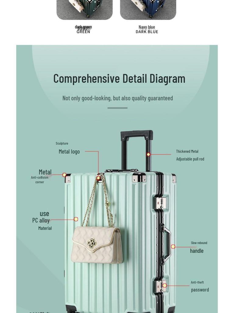 Durable Leather Carry-On Suitcase with Combination Lock