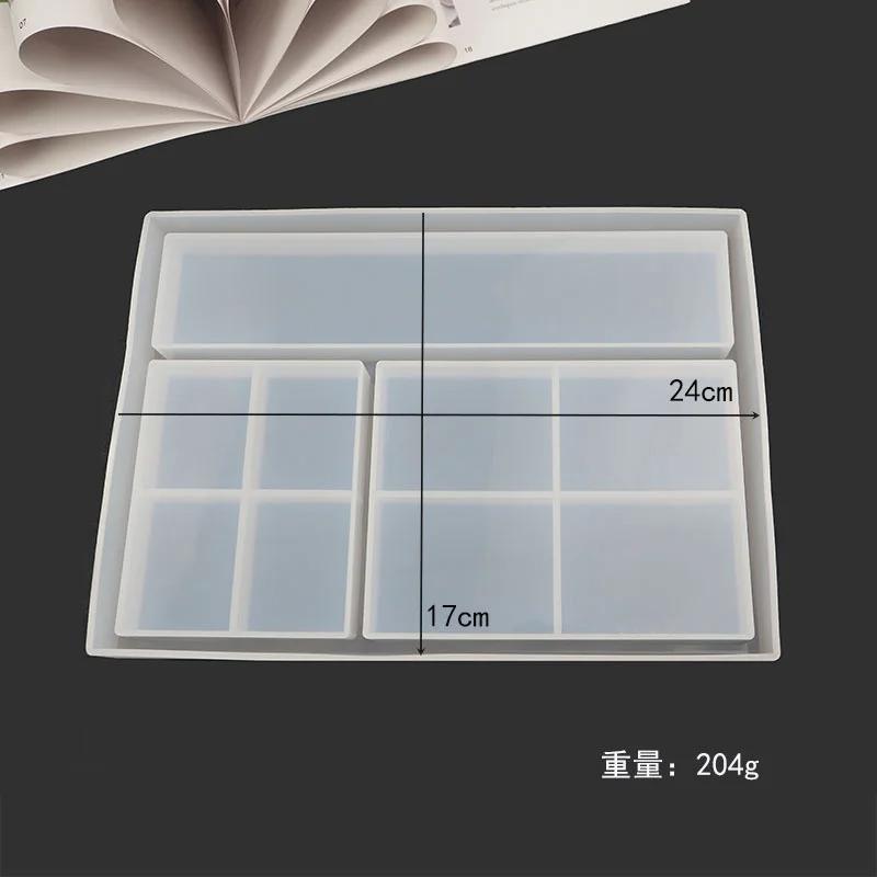 DIY Crystal Epoxy Tray Mold Classification Storage Box Tray Desktop Jewelry Tray Set Table Resin Silicone Mold