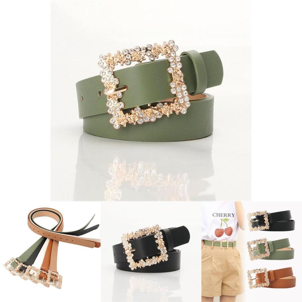 Elegant Alloy Gemstone Embellished Buckle Belt For Dresses In Versatile Colors