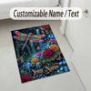Dragon Phoenix Theme Crystal Velvet Rug Personalized Custom Name Text Soft Floor Mat Home Decor