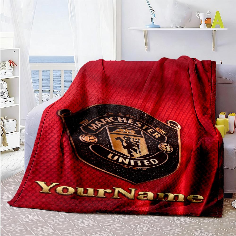 Manchester Customize Text Blanket Lightweight Customizable Blanket Soft Warm Cozy for Bed Couch Office Chair Chair Ideal for All Seasons
