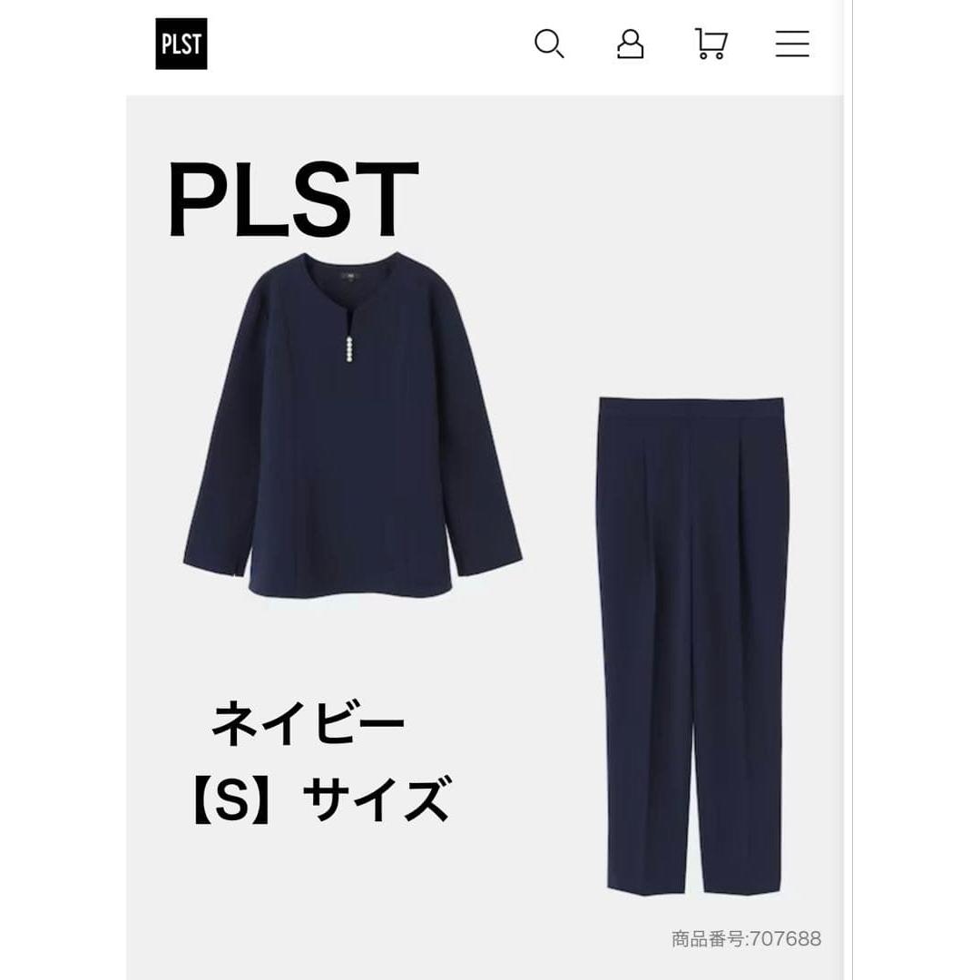 [PLST] Fake pearl peplum blouse set S navy (with correction)
