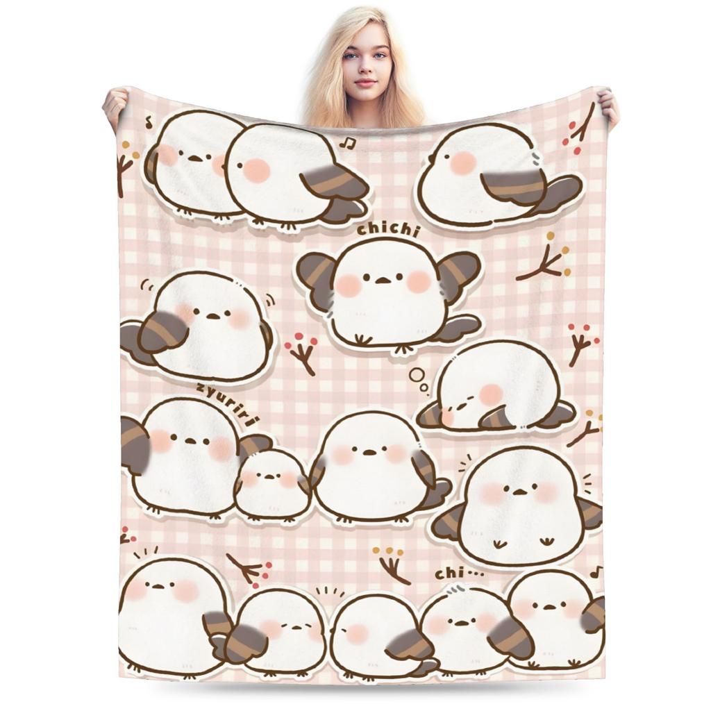 Cute Shima Enaga Bird Print Blanket Soft All Season Couch Sofa Bed Throw Blanket Gift